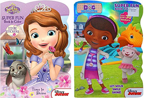 Disney Junior Doc McStuffins & Princess Sofia Super Fun Book to Color with Over 30 Stickers!