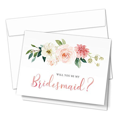 Bridesmaid Proposal Cards. 8 Will You Be My Bridesmaid and 2 Maid of Honor Cards with Envelopes. Set of 10 Elegant Floral Cards for the Bridal Party