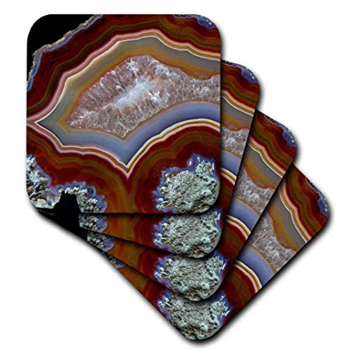 3D Rose Quartzsite - Banded Agate - Orange Ceramic Tile Coasters, Multicolor 3D Rose Quartzsite - Banded Agate - Orange Ceramic Tile Coasters, Multicolor