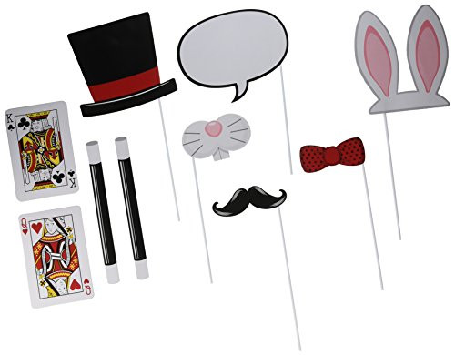 Creative Converting Assorted Photo Booth Magic Party Props (10 Piece), Black/Red
