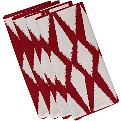 E By Design Geometric Decorative Napkin, 19" by 19", Red