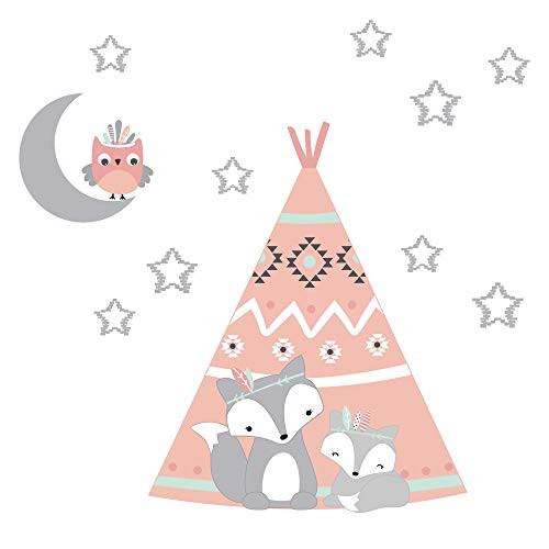 Lambs & Ivy Little Spirit Jumbo Wall Decals/Appliques - Gray, Coral, Animals Lambs & Ivy Little Spirit Jumbo Wall Decals/Appliques - Gray, Coral, Animals