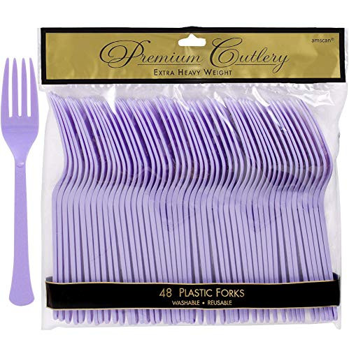 Premium Heavy Weight Plastic Forks | Lavender | Pack of 48 | Party Supply