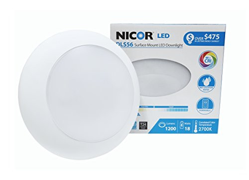 NICOR Lighting 5/6-Inch Dimmable 1200-Lumen 2700K LED Surface Mount Retrofit Kit, White Trim (DLS56-3012-120-2K-WH)