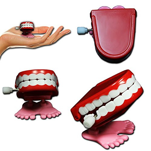 Wind Up Chatter Teeth with Feet Novelty Toy Gag Gift Party Favor - 12 Pack