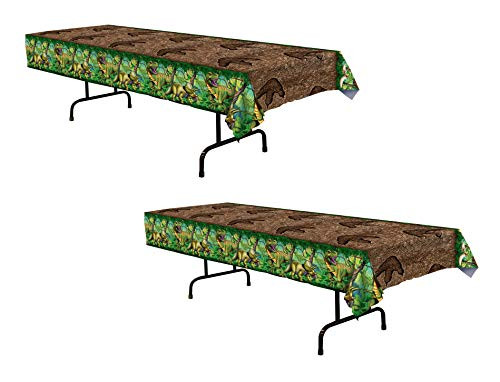 Beistle Plastic Rectangular Dinosaur Table Covers 2 Piece Birthday Tableware Party Supplies, 54" x 108", Multicolored Beistle Plastic Rectangular Dinosaur Table Covers 2 Piece Birthday Tableware Party Supplies, 54" x 108", Multicolored