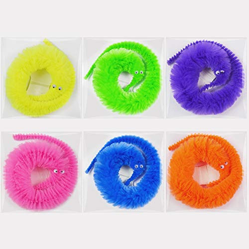 Tayarana 45 Pieces Soft Magic Worms Toy Wiggly Jiggly Worms Twisty Fuzzy Worms on String 9 Colors with 9 Colors for Carnival Party Favors (45 Pieces)