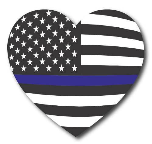 Thin Blue Line American Flag Heart, 5" Car Magnet Decal, Heavy Duty for Car Truck SUV - in Support of Police and Law Enforcement Officers