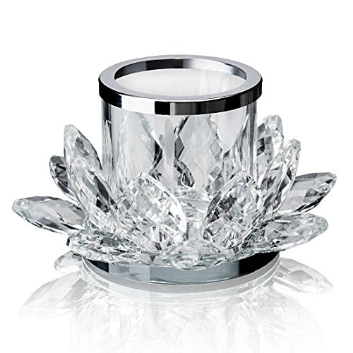 QF Clear Lotus Flower Candle Tealight Holder Candlestick,Set of 2?Votive Candle Holder QF Clear Lotus Flower Candle Tealight Holder Candlestick,Set of 2?Votive Candle Holder