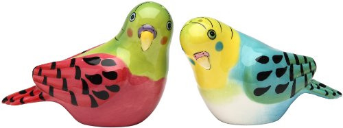 Appletree 2-1/8-Inch Ceramic Pink and Blue Parakeet Salt and Pepper