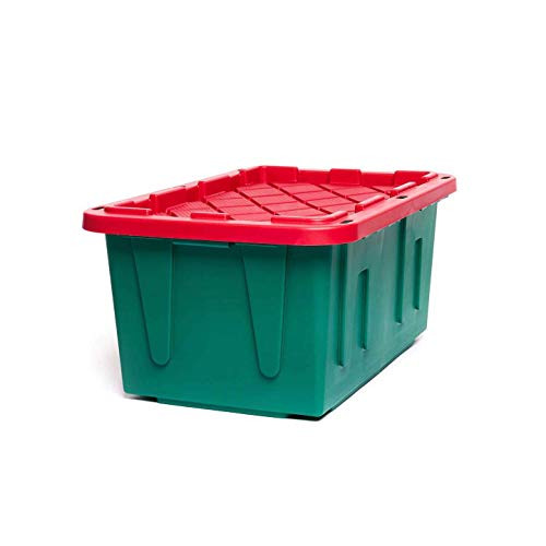 HOMZ Holiday Plastic Storage Container, 2 Pack, Red/Green, 2 Sets