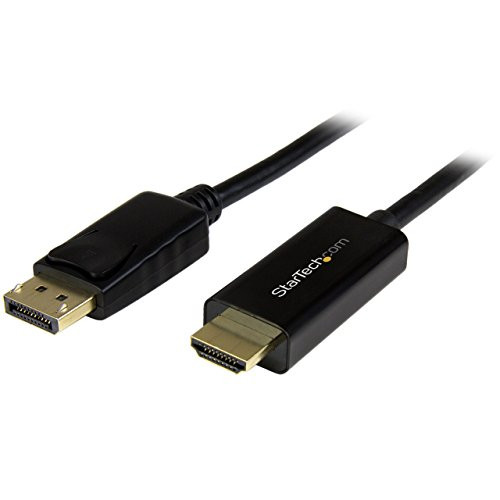 StarTech.com DisplayPort to HDMI Cable  6ft / 2m - 4K 30Hz  Black  DP to HDMI Adapter Cable for Your 4K HDMI Monitor / TV (DP2HDMM2MB)