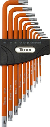 Titan Tools 12734 Extra-Long Arm Tamper Resistant 5-Lobe Key Set - 10 Piece