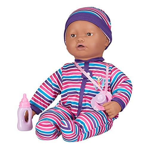 Interactive Baby Doll - Makes Breathing Sounds, Sucks on Her Bottle or Pacifier, Her Face Moves Just Like a Real Baby, Giggles and Makes Sound When She is Held (Brown)
