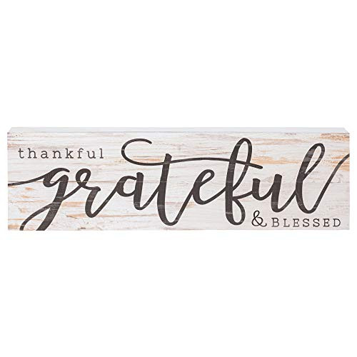 P. Graham Dunn Thankful Grateful Blessed White Wash 24 x 7 Inch Solid Pine Wood Boxed Pallet Wall Plaque Sign