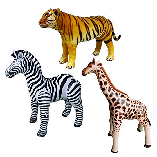 Jet Creations Safari 3 Pack Giraffe Zebra Tiger Inflatable Air Stuffed Plush Animal Great for Pool, Party Decoration Toys and Gifts, Size 32 to 40 inch, JC-GZT Jet Creations Safari 3 Pack Giraffe Zebra Tiger Inflatable Air Stuffed Plush Animal Great for Pool, Party Decoration Toys and Gifts, Size 32 to 40 inch, JC-GZT