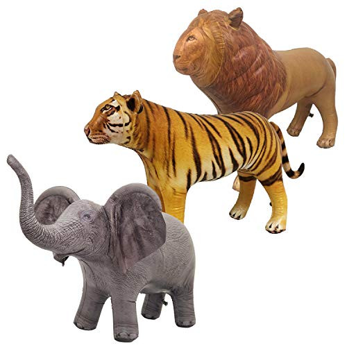Jet Creations Safari 3 Pack Lion Tiger Elephant Inflatable Air Stuffed Plush Animal Great for Pool, Party Decoration Toys and Gifts, Size 36 to 40 inch, JC-LTE Jet Creations Safari 3 Pack Lion Tiger Elephant Inflatable Air Stuffed Plush Animal Great for Pool, Party Decoration Toys and Gifts, Size 36 to 40 inch, JC-LTE