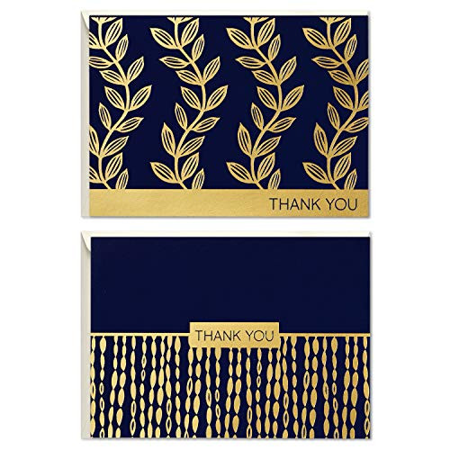 Hallmark Thank You Cards Assortment, Navy and Gold (50 Thank You Notes with Envelopes for Wedding, Bridal Shower, Baby Shower, Business, Graduation)