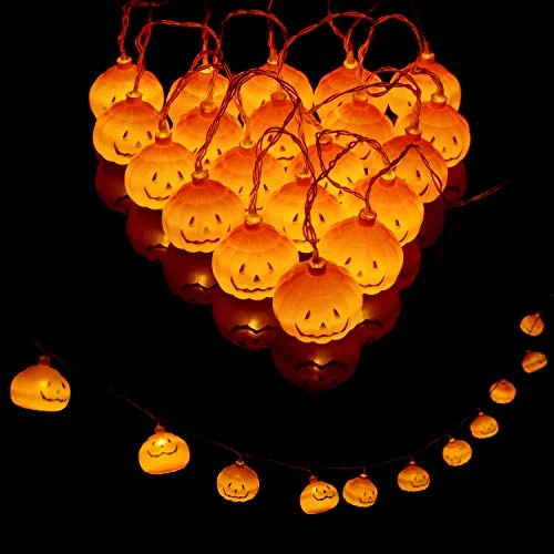 EFGTEK Halloween Thanksgiving 20LED Pumpkin String Lights,2 Mode 3D Halloween Orange Pumpkin Lights Thanksgiving Party Decoration Decor for Outdoor Garden, Yard, Party