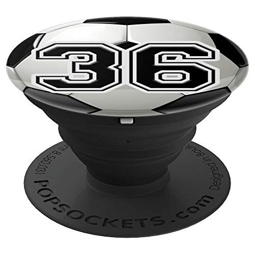 Personalized Soccer Ball Jersey Number 36 thirty six PopSockets Grip and Stand for Phones and Tablets