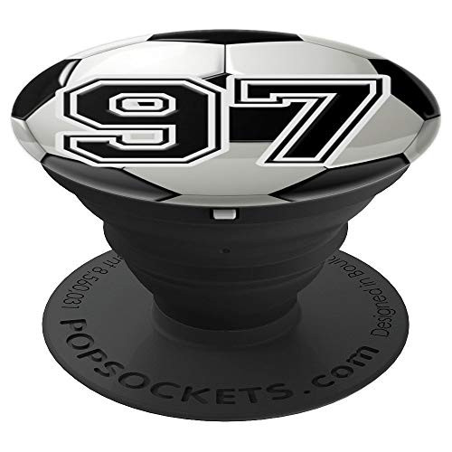 Personalized Soccer Ball Jersey Number 97 PopSockets Grip and Stand for Phones and Tablets Personalized Soccer Ball Jersey Number 97 PopSockets Grip and Stand for Phones and Tablets