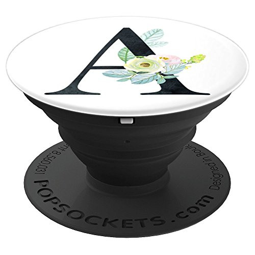 Letter A First Initial Monogram & Watercolor Flowers PS20045 PopSockets Grip and Stand for Phones and Tablets