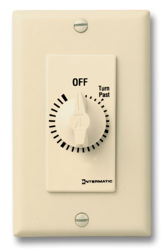 Intermatic FD6HH 6-Hour Spring-Loaded In-Wall Countdown Timer for Fans and Lights, Ivory
