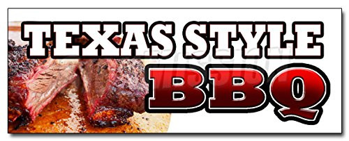 24" Texas Style BBQ Decal Sticker Beef Brisket Ribs Pork bar b que Open