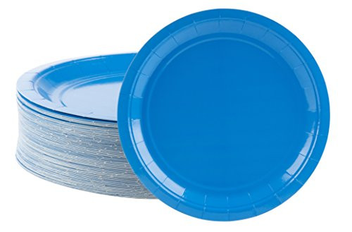 Disposable Plates - 80-Count Paper Plates, Party Supplies for Appetizer, Lunch, Dinner, and Dessert, Blue, 9 x 9 Inches