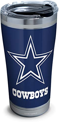 Tervis NFL Dallas Cowboys - Touchdown Stainless Steel Insulated Tumbler with Clear and Black Hammer Lid, 20 oz, Silver
