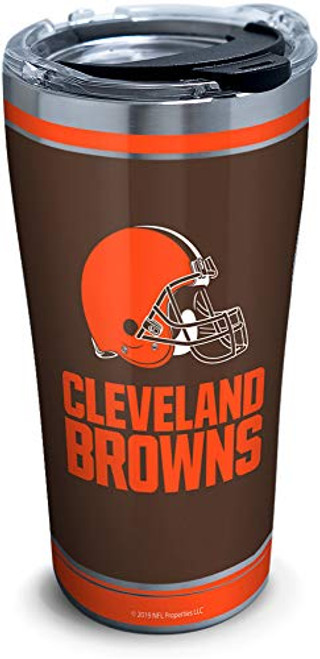 Tervis NFL Cleveland Browns - Touchdown Stainless Steel Insulated Tumbler with Clear and Black Hammer Lid, 20 oz, Silver