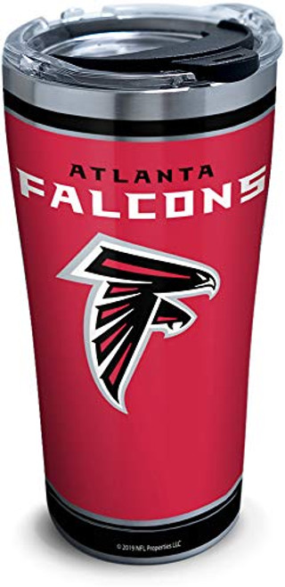 Tervis NFL Atlanta Falcons - Touchdown Stainless Steel Insulated Tumbler with Clear and Black Hammer Lid, 20 oz, Silver