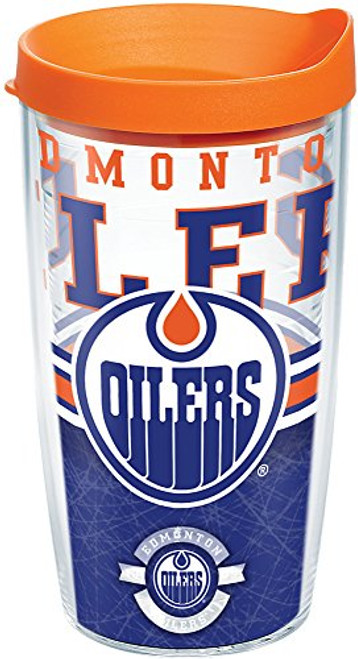 Tervis 1165889 NHL Edmonton Oilers Core Tumbler with Wrap and Orange Lid 16oz, Clear Tervis 1165889 NHL Edmonton Oilers Core Tumbler with Wrap and Orange Lid 16oz, Clear