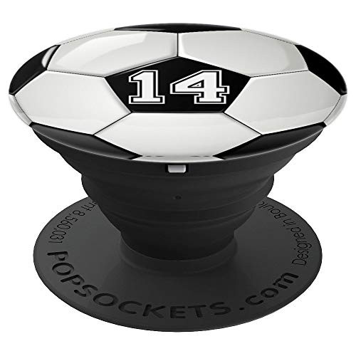 Soccer Jersey Kit Number #14 Fourteen No 14 Game Ball Play PopSockets Grip and Stand for Phones and Tablets Soccer Jersey Kit Number #14 Fourteen No 14 Game Ball Play PopSockets Grip and Stand for Phones and Tablets