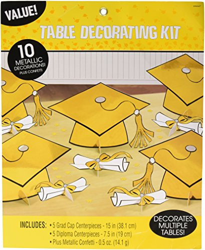 Amscan 240211.1 Yellow Graduation Table Decorating Kit | Party Favor | 1 lot