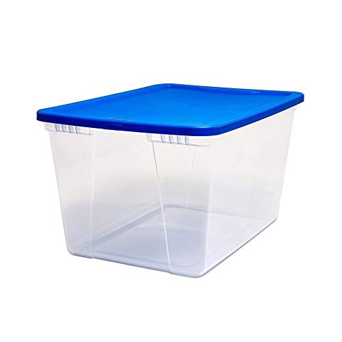 HOMZ Snaplock Clear Storage Bin with Lid, X Large-56 Quart, Blue, 2 Pack