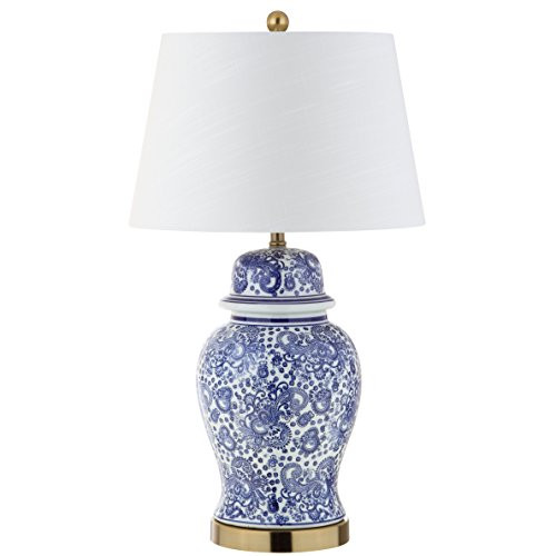 JONATHAN Y JYL3008A Ellis 29.5" Ceramic LED Table Lamp, Traditional for Bedroom, Living Room, Office, Blue/White