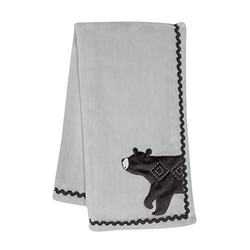 Lambs & Ivy Woodland Forest Gray Fleece Bear Nursery Baby Blanket Lambs & Ivy Woodland Forest Gray Fleece Bear Nursery Baby Blanket