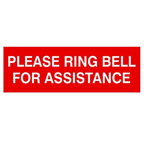 Please Ring Bell for Assistance Sign -Red - Small