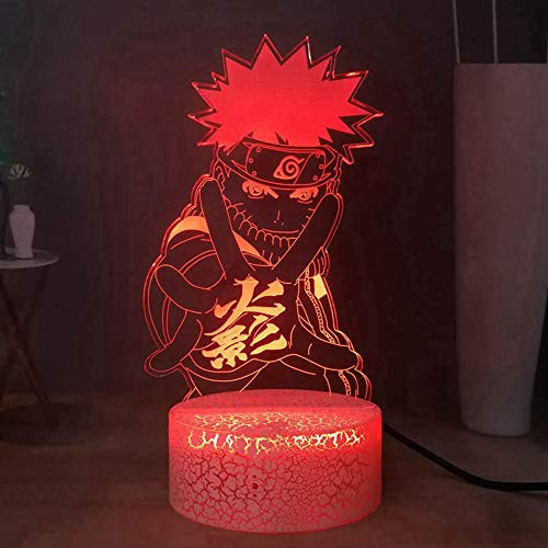 Laysinly Naruto LED Night Light, Uzumaki Naruto Anime 3D Night Lamp, Child Bedroom Table Lamp Decor Light, USB Touch 7 Colors Desk Lamp, Children Birthday Xmas Gift (Crack Naruto)