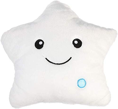 DearSun Twinkle Star Glowing LED Night Light Plush Pillows Stuffed Toys (White)