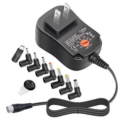 Outtag 18W Universal AC DC Adapter 3V 4.5V 5V 6V 7.5V 9V 12V Regulated Multi Voltage Switching Power Supply Replacement for 3-12V Household Electronics Routers Speaker Hub CCTV Camera Smartphone