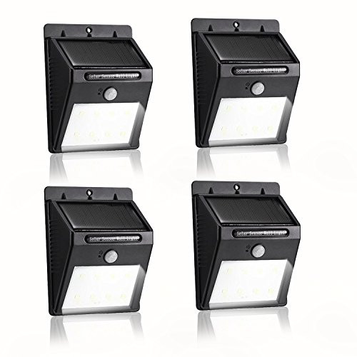 Solar Lights 12 LED Waterproof Motion Sensor Outdoor Light for Patio, Deck, Yard, Garden with Motion Activated Auto On/Off (4-Pack)