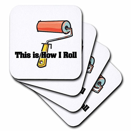 3dRose CST_102551_3 This is How I Roll Paint Roller Painter Design-Ceramic Tile Coasters, Set of 4