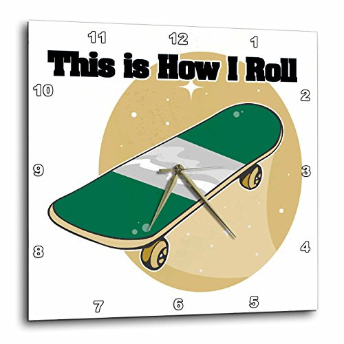 3dRose DPP_102560_2 This is How I Roll Skateboard Design-Wall Clock, 13 by 13-Inch