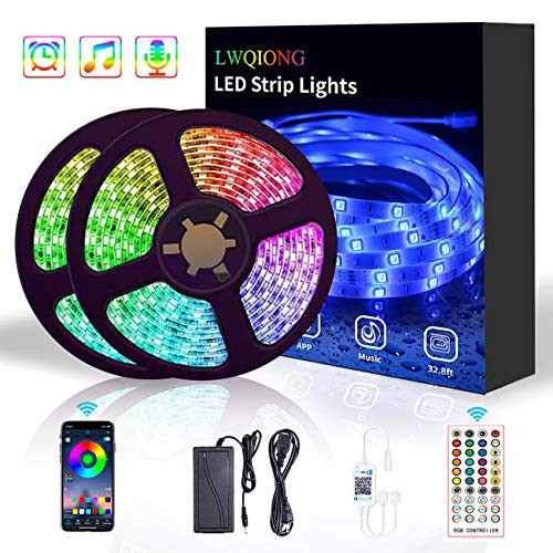LED Strip Lights,LWQIONG 32.8ft LED Lights for Bedroom SMD 5050 RGB 300 LED Lights Bluetooth and 44-Key Remote Control Room Decor IP65 Waterproof Sync to Music LED Light Strip for TV,Bar,Party LED Strip Lights,LWQIONG 32.8ft LED Lights for Bedroom SMD 5050 RGB 300 LED Lights Bluetooth and 44-Key Remote Control Room Decor IP65 Waterproof Sync to Music LED Light Strip for TV,Bar,Party