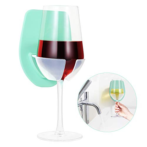 Wine Glass Holder Shower, Silicone Wine Glass Holder for Bath, Wine Holder for Bathtub ,The Bathtub Wine Glass Holder is Relaxation Shower Gadgets, The Best Wine Accessories for Wine & Beer (Green)