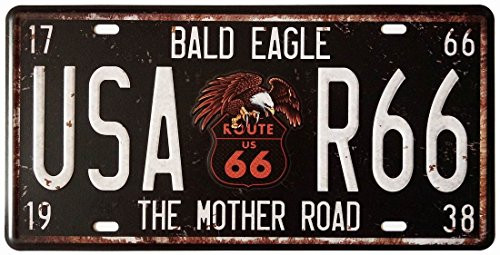ERLOOD Bald Eagle Route US 66 USA-R66 The Mother Road Metal Tin Signs Vintage Coffee Wall Coffee & Bar Decor,Size 12 X 6 ERLOOD Bald Eagle Route US 66 USA-R66 The Mother Road Metal Tin Signs Vintage Coffee Wall Coffee & Bar Decor,Size 12 X 6