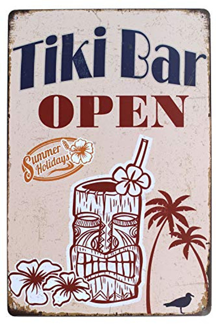 ARTCLUB Tiki Bar Open Metal Tin Sign, Antique Poster Vintage Plaque Bar Pub Home Wall Decor ARTCLUB Tiki Bar Open Metal Tin Sign, Antique Poster Vintage Plaque Bar Pub Home Wall Decor