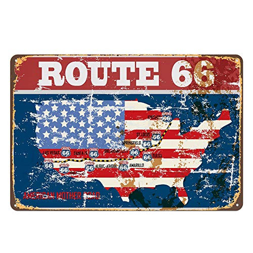 Mega-deal Route 66 Decor American Mother Road - Metal Bar Wall Plaque Retro Vintage Road License Tin Sign 12" x 8" Mega-deal Route 66 Decor American Mother Road - Metal Bar Wall Plaque Retro Vintage Road License Tin Sign 12" x 8"